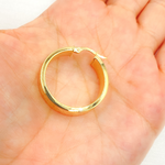 Load image into Gallery viewer, 14K Solid Gold Hollow Flat Hoop with Roman Numbers