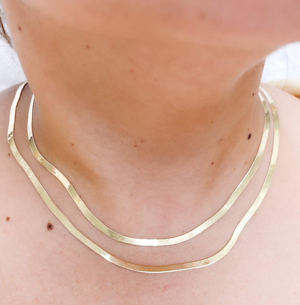 14K Solid Gold Herringbone Chain