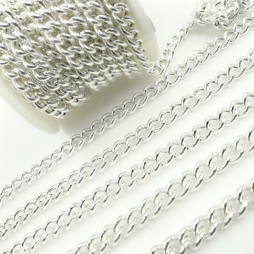 925 Sterling Silver Smooth Curb Link Chain. Y5SS