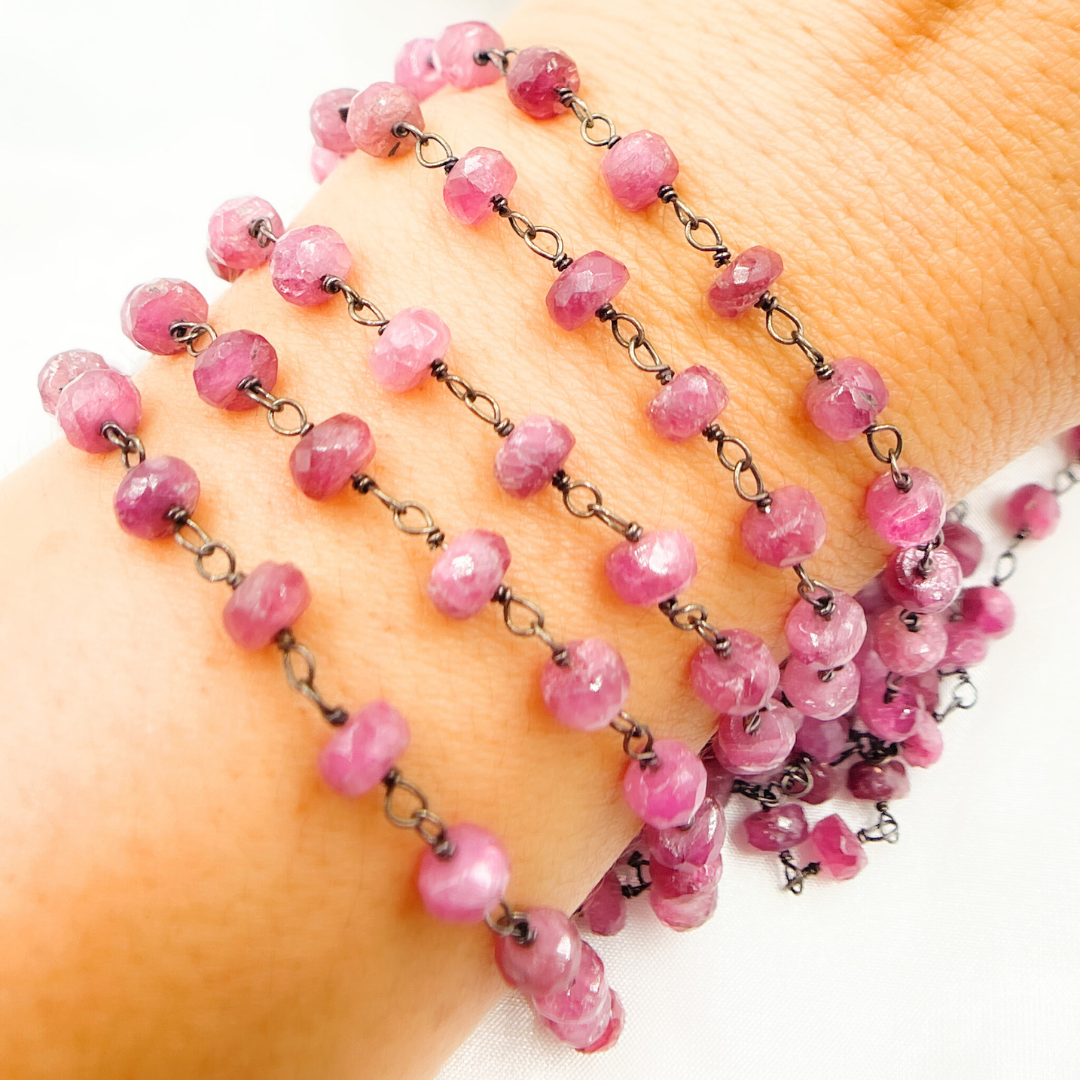 Pink Tourmaline Oxidized Wire Chain