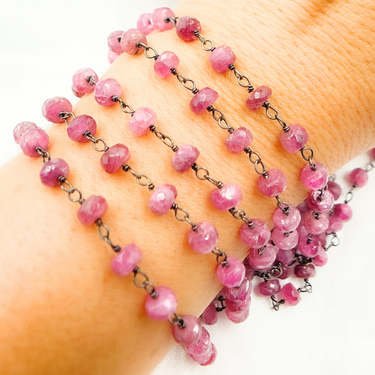 Pink Tourmaline Oxidized Wire Chain