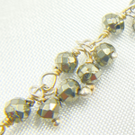 Load image into Gallery viewer, Steel Pyrite Cluster Dangle 925 Sterling Silver Wire Chain. PYR61
