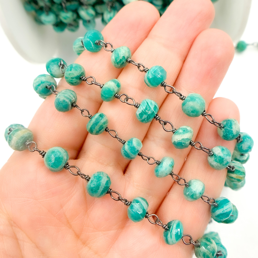 Amazonite Oxidized Wire Chain. AMZ22