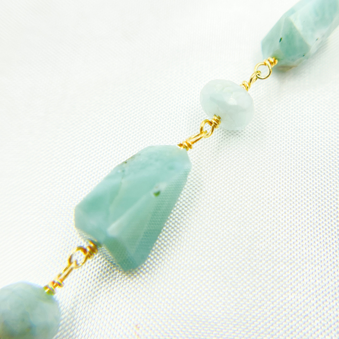 Larimar Gold Plated Wire Chain