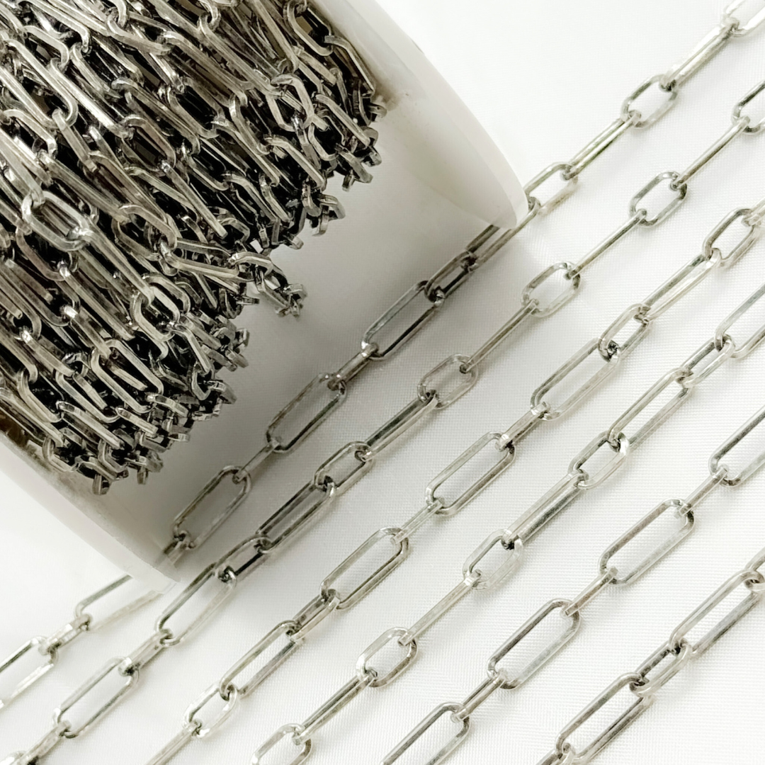 Oxidized 925 Sterling Silver Flat Paperclip Link Chain. V149OX