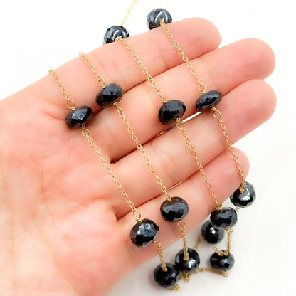 Coated Black Spinel Gold Plated Wire Chain.