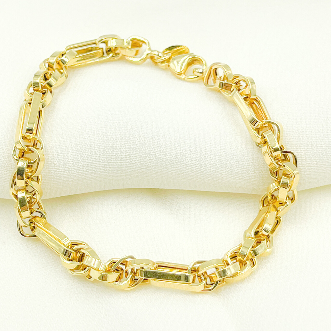 14k Solid Gold Box Bracelet