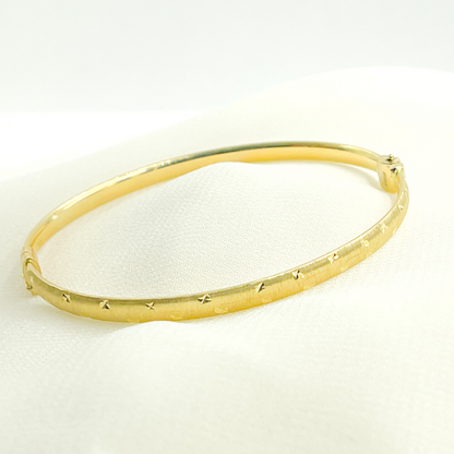 14K Solid Gold Matte Textured Bangle