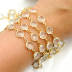 Load image into Gallery viewer, Crystal Round Shape Bezel Gold Plated Wire Chain. CR35
