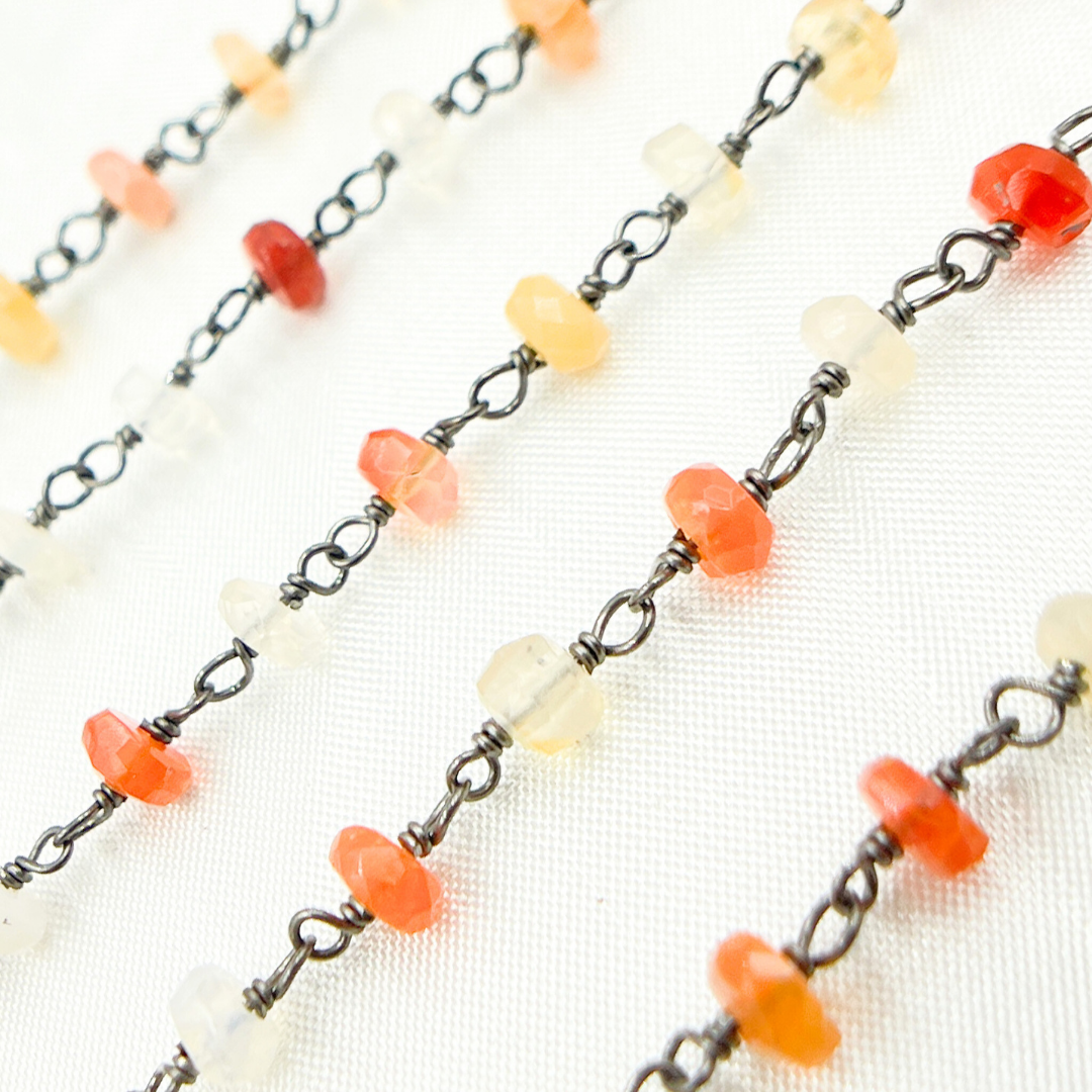 Fire Opal Oxidized Gold Plated Wire Chain.
