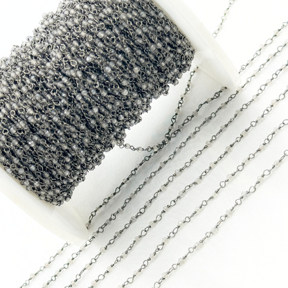 Coated Grey Moonstone Oxidized Wire Chain.