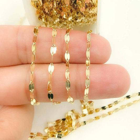 14K Solid Gold Flat Marina Link Unfinished Chain
