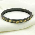 Load image into Gallery viewer, Black Rhodium Sterling Silver With Gold Pave Diamond Bangle