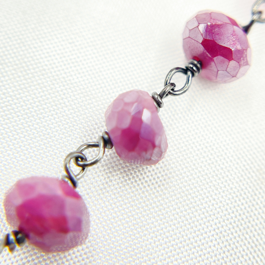 Coated Red Quartz Oxidized Wire Chain.