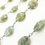 Load image into Gallery viewer, Labradorite Oval Shape Oxidized Wire Chain. LAB91
