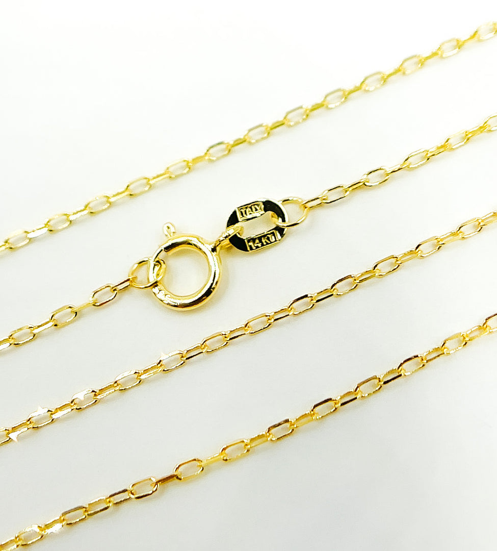 14K Solid Gold Cable Necklace. 030KF17D