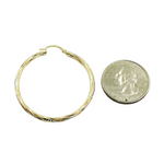 Load image into Gallery viewer, 14K Gold Hoop Earrings with Engraved Tornado Design.