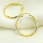 Load image into Gallery viewer, 14K Gold Diamond Cut Tri-Color Hoop Earrings. 