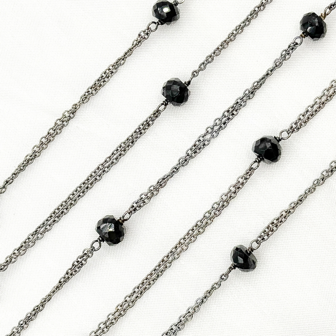 Black Spinel Double Oxidized Connected Wire Chain. BSP30