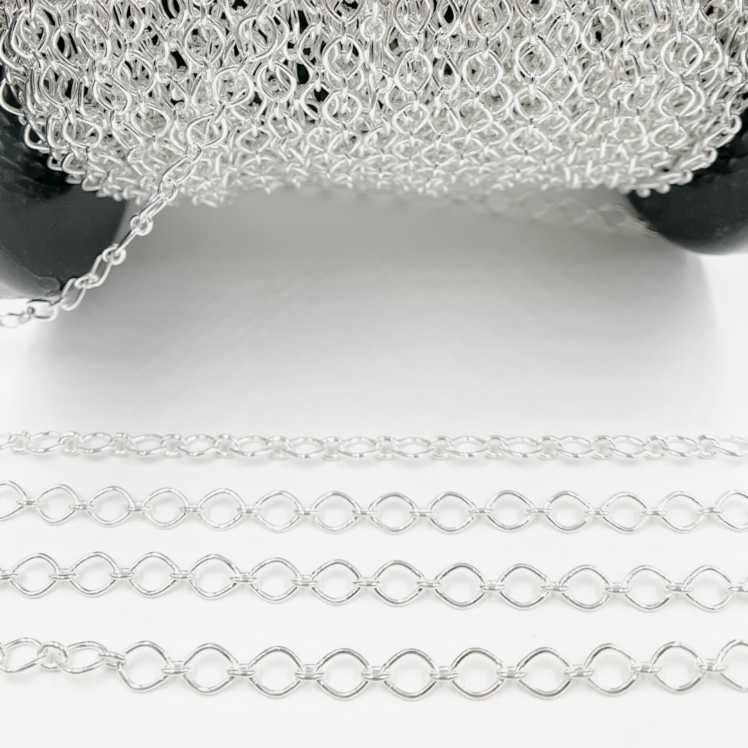 925 Sterling Silver Big and Small Oval Link Chain. Z77SS