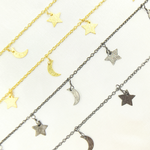 Load image into Gallery viewer, Star &amp; Moon Shapes Dangle Wire Chain. 307SM
