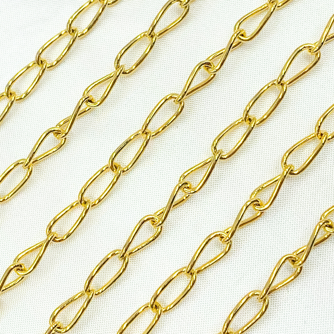 Gold Plated 925 Sterling Silver Elongated Curb Chain. V62GP