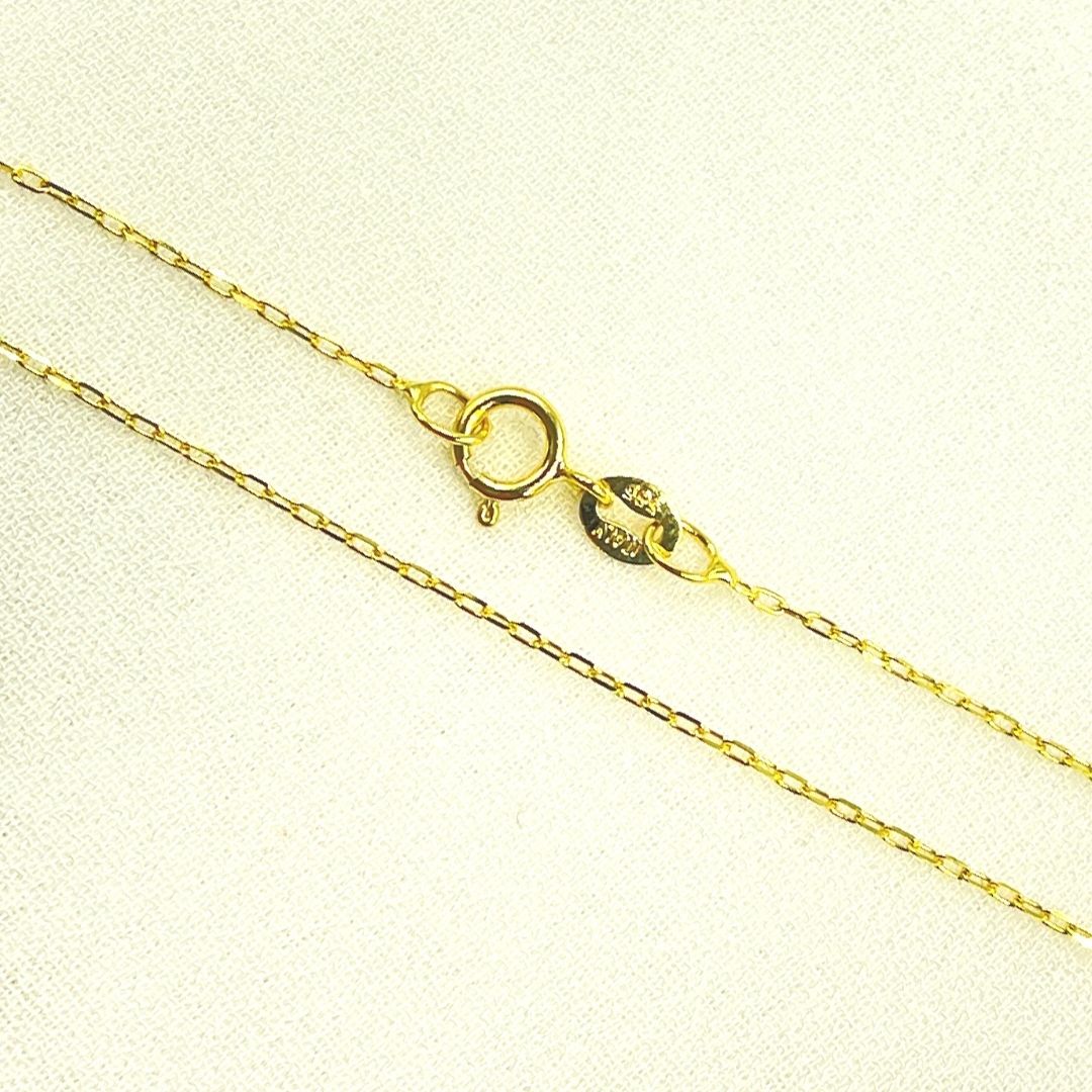 14K Solid Yellow Gold Diamond Cut Paperclip Link Chain
