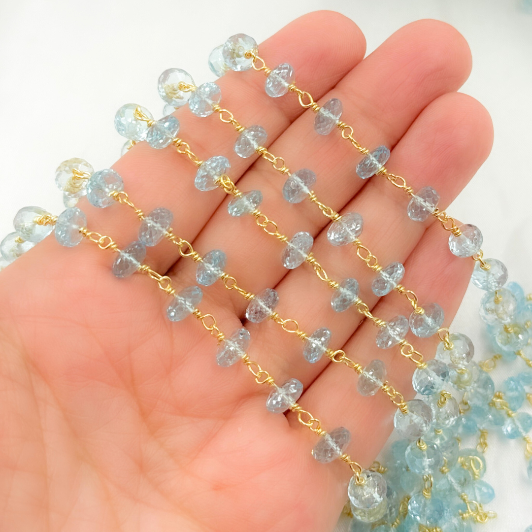 Sky Blue Topaz Gold Plated 925 Sterling Silver Wire Chain.