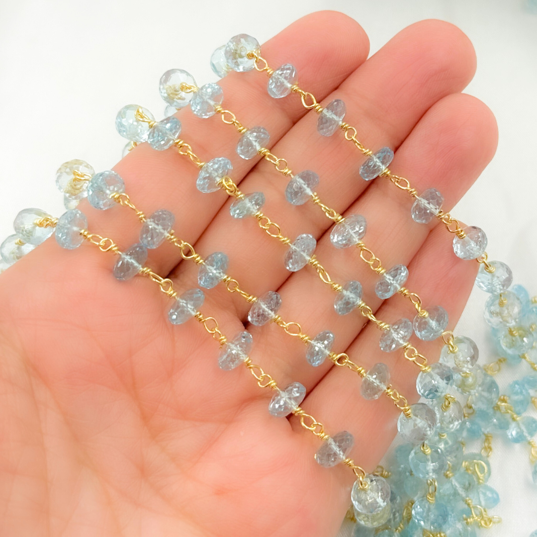 Sky Blue Topaz Gold Plated 925 Sterling Silver Wire Chain. BT10