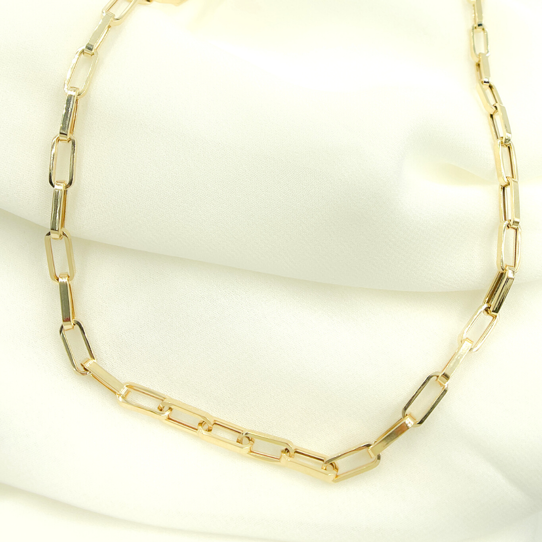 14K Solid Gold Flat Box Link Chain