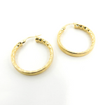 Load image into Gallery viewer, 14K Solid Gold Diamond Cut Hoop Earrings with Texture.