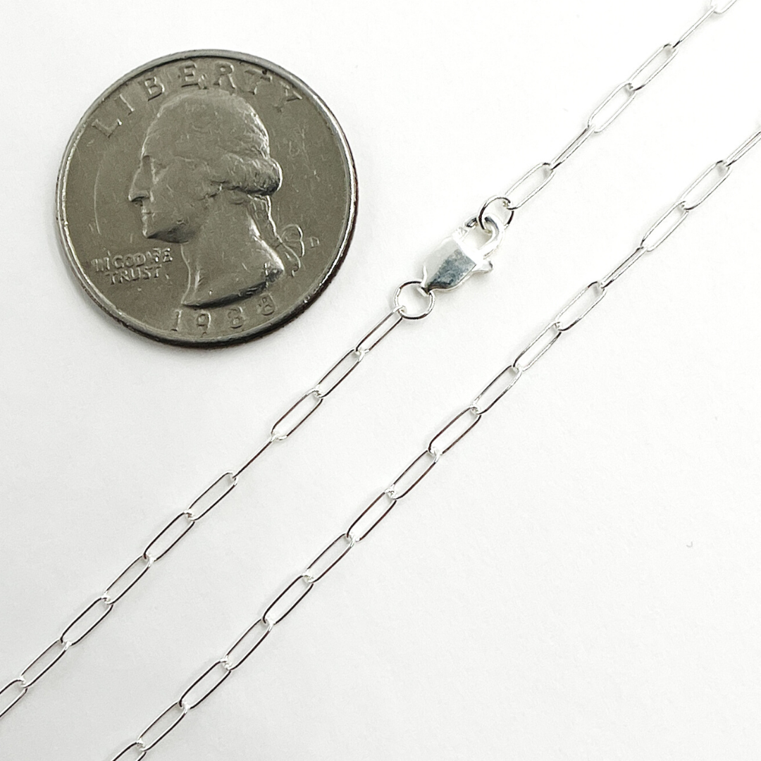 925 Sterling Silver Paperclip Finished Necklace. 1606SSNecklace