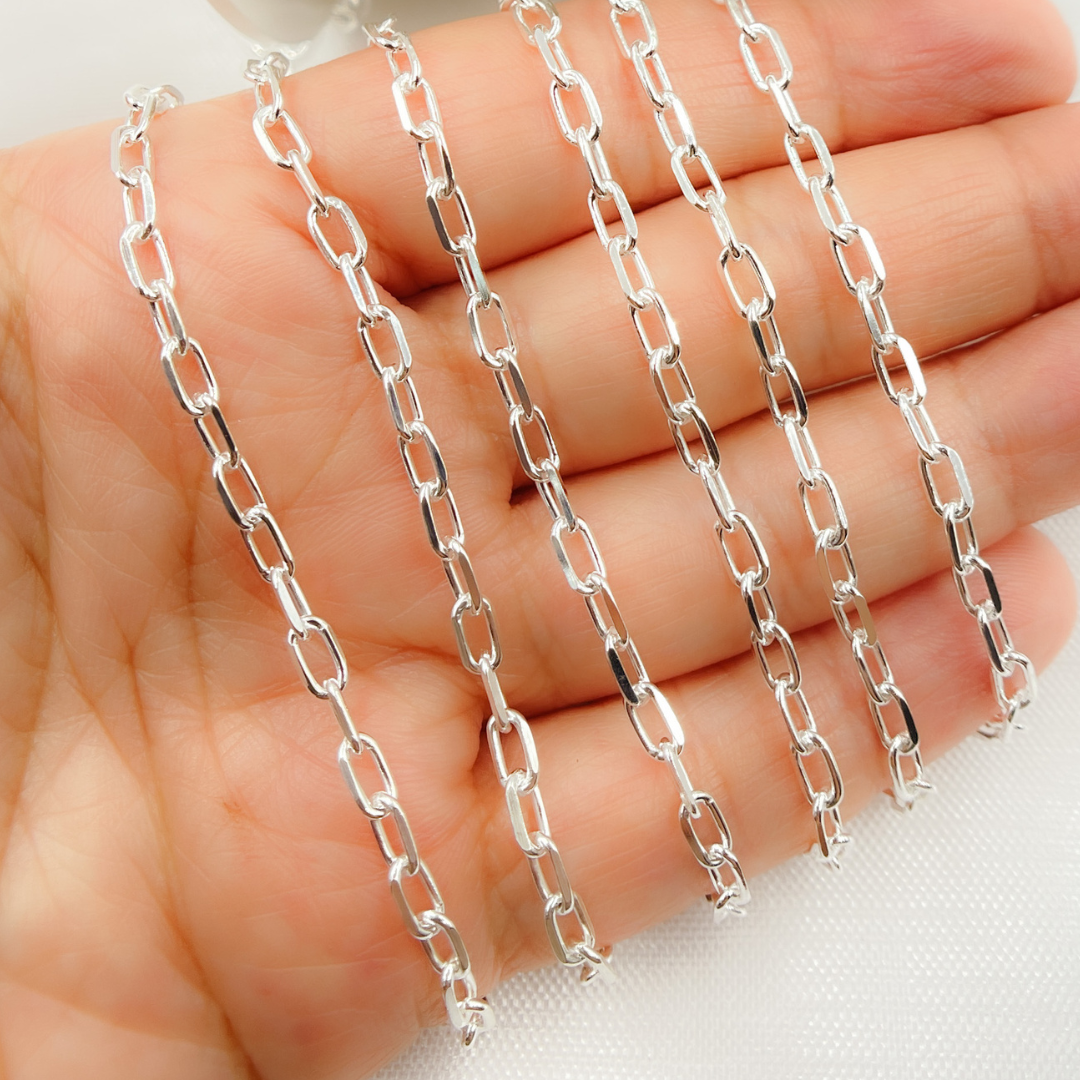 Sterling Silver Diamond Cut Paperclip Link Chain