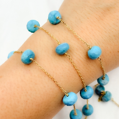 Turquoise Gold Plated Connected Wire Chain