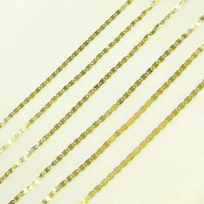 14k Solid Gold Mirror Flat Marina Link Chain