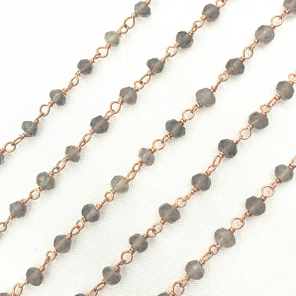 Smoky Quartz Rose Gold Plated Wire Chain
