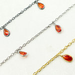 Load image into Gallery viewer, Red Color Cubic Zirconia Pear Shape Dangle Chain. CZ58
