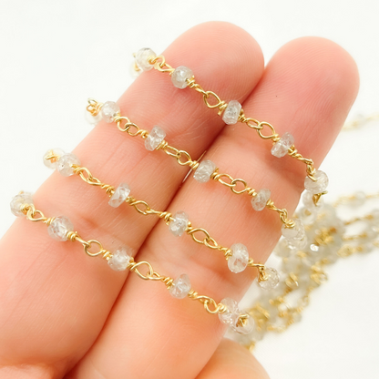 Natural Zircon Gold Plated Wire Chain