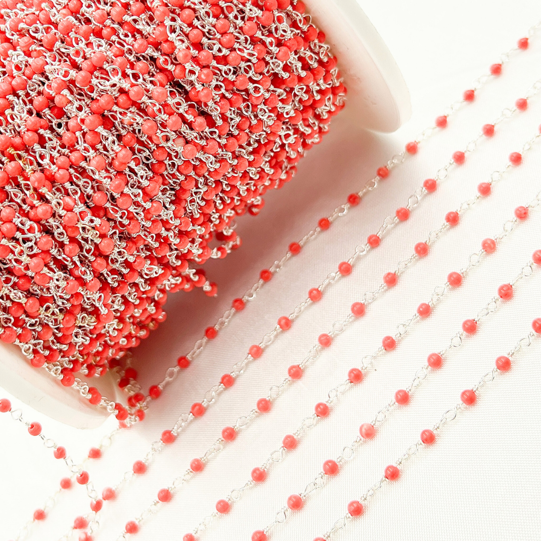 Coral 925 Sterling Silver Wire Chain