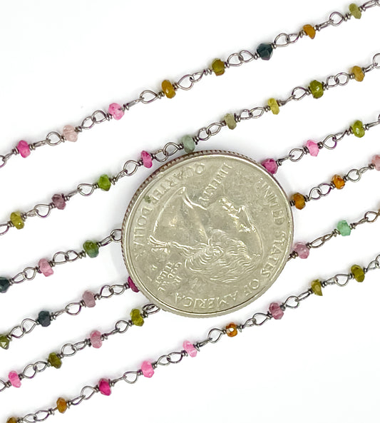 Multi Tourmaline Wire Wrap Chain. MTO8
