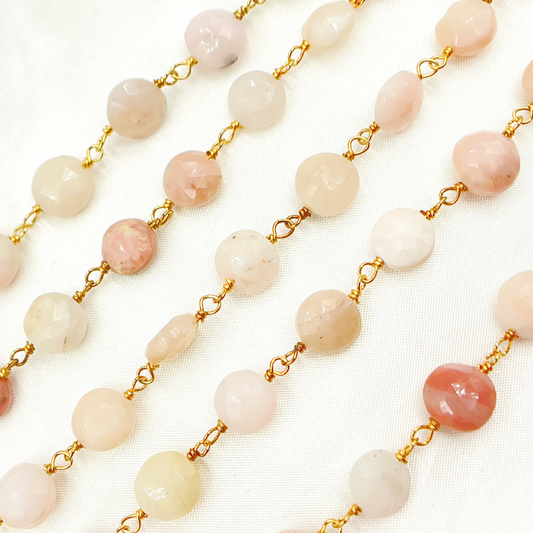Pink Opal Gold Plated Wire Chain.