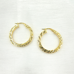 Load image into Gallery viewer, 14K Solid Gold Hollow Flat Diamond Cut Hoop