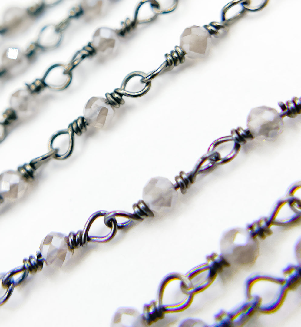 Labradorite Oxidized Wire Wrap Chain. LAB47