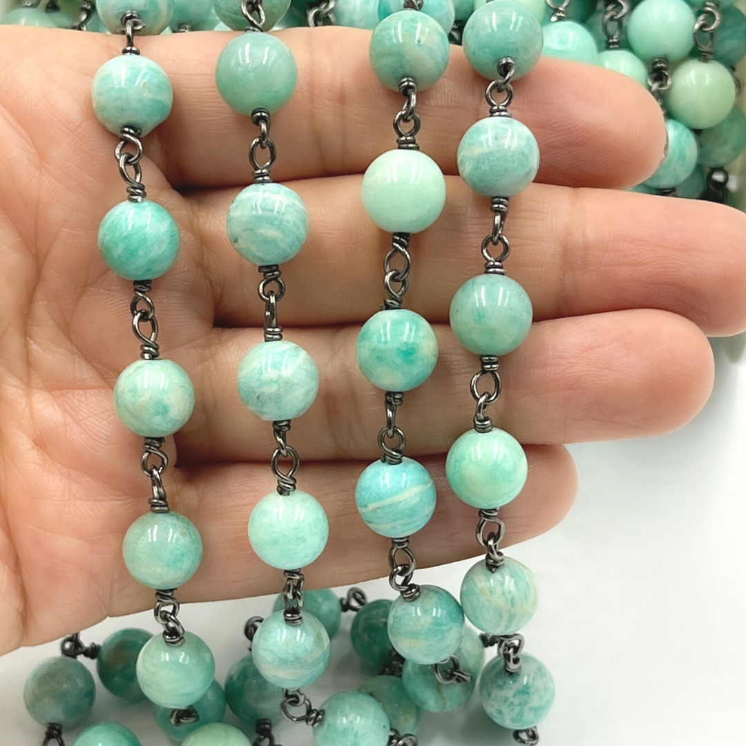Amazonite Gemstone Round Shape Chain.