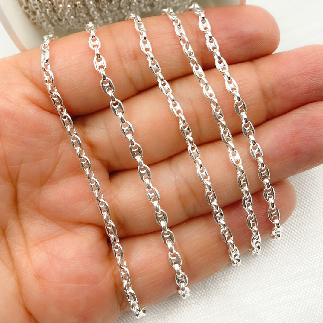 925 Sterling Silver Marina and Cable Link Chain