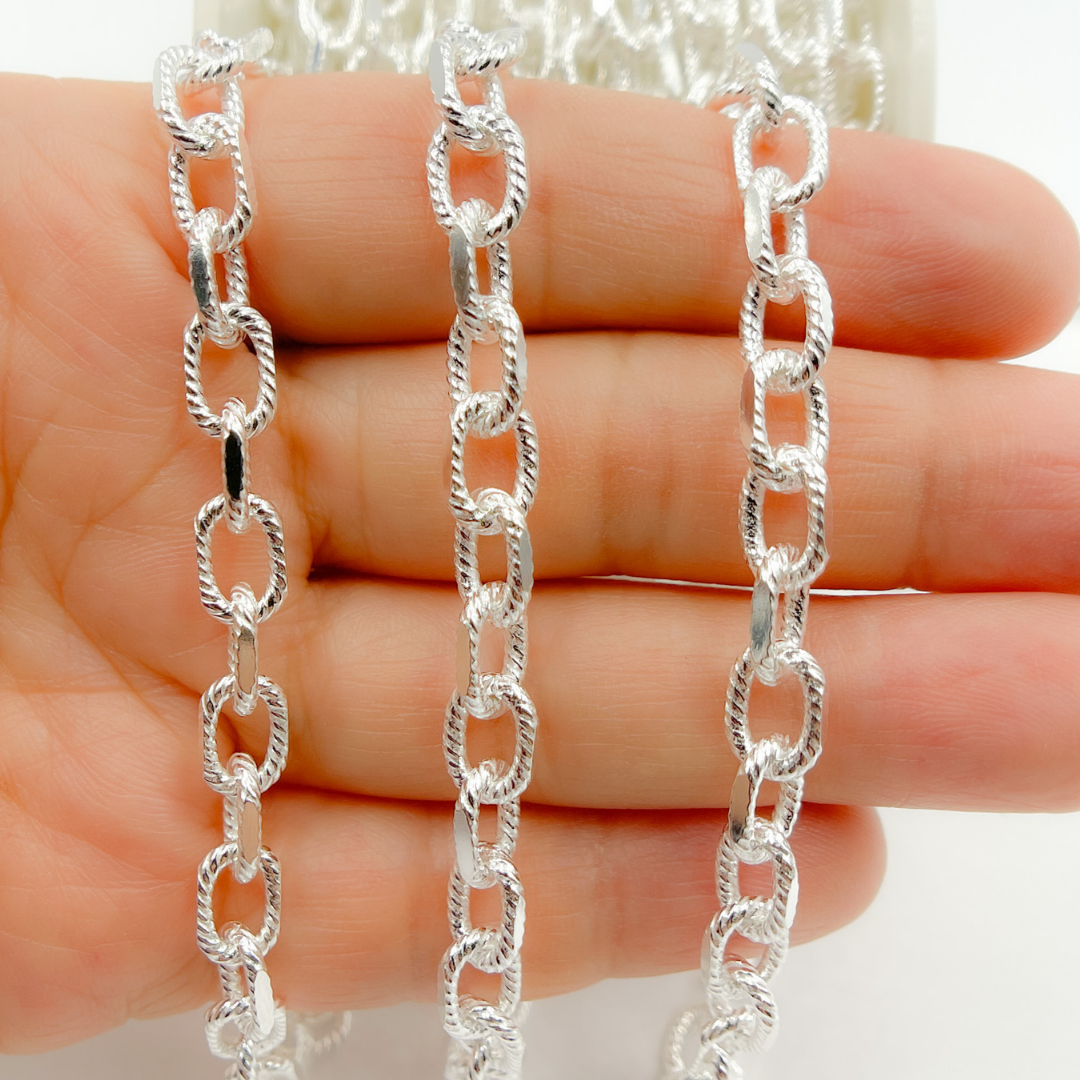 925 Sterling Silver Twisted & Flat Oval Link Chain. V83SS