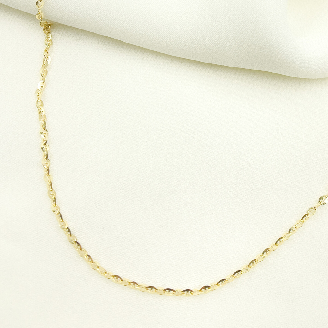 14K Solid Gold Flat Marina Chain