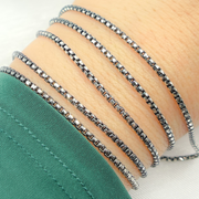 Black Rhodium & White Sterling Silver Diamond Cut Box Chain