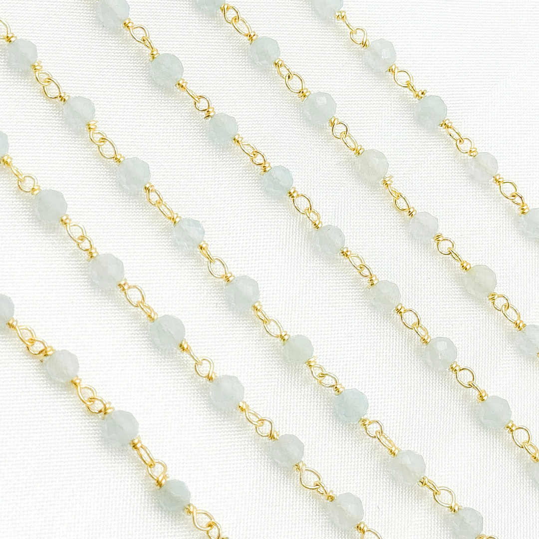 Coated Milky Aquamarine Gold Plated Wire Chain.
