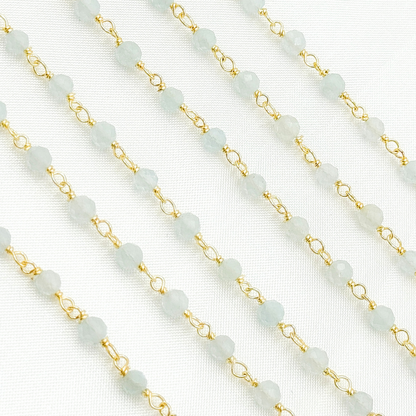 Coated Milky Aquamarine Gold Plated Wire Chain.